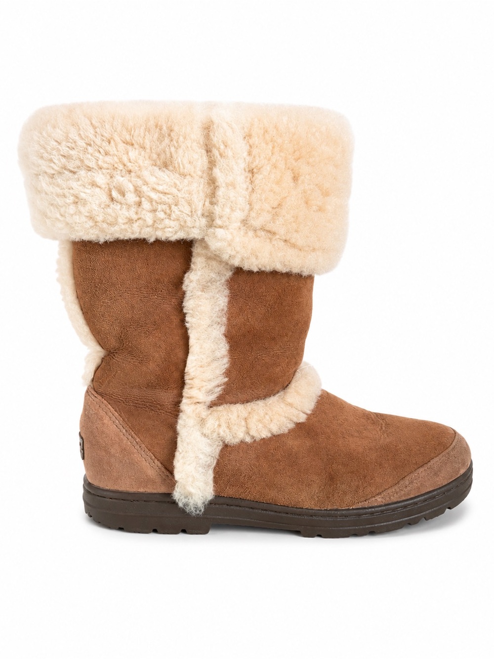 UGG Australia Vintage Shearling Cuff Suede Boots Chestnut Size 8
